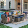 Sonoma Husk Outdoor Wicker with Cushions 6 Piece Sofa Group + 65 x 33 in. Lounge Height Coffee Table