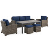 Sonoma Husk Outdoor Wicker with Cushions 6 Piece Sofa Group + 65 x 33 in. Lounge Height Coffee Table