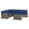 Sonoma Husk Outdoor Wicker with Cushions 5 Piece Sectional Group + 32 in. Sq. Coffee Table