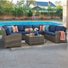 Sonoma Husk Outdoor Wicker with Cushions 8 Piece Sectional + 32 in. Sq. Coffee Table