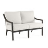 Hill Country Aged Bronze Aluminum and Cushion 4 Piece Swivel Loveseat Group + 48 x 28 in. Coffee Table