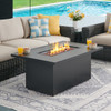 Laguna Smoke Outdoor Wicker with Cushions 3 Piece Sofa Group + 52 x 32 in. D Fire Pit Table