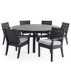 Montauk Polymer with Cushions 7 Piece Dining Set + 74 in. D Table