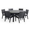 Montauk Polymer with Cushions 7 Piece Dining Set + 74 in. D Table