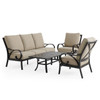 Key West Rustic Bronze Aluminum with Cushions 4 Piece Sofa Group + 48 x 26 in. Coffee Table