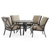 Key West Rustic Bronze Aluminum with Cushions 5 Piece Dining Set + 48 in. D Table