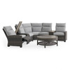 Rio Silver Oak Outdoor Wicker with Cushions 4 Piece Sectional + 42 in. D Coffee Table