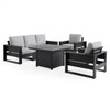 Montauk Polymer with Cushions 6 Piece Modular Sofa Group + 42 in. Sq. LP Gas Fire Pit