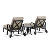 Key West Rustic Bronze Aluminum with Cushions 3 Piece Chaise Lounge Set + 24 in. D End Table