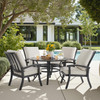 Fairmont Rustic Bronze Aluminum with Cushions 5 Piece Dining Set + 48 in. D Table
