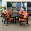 Fairmont Rustic Bronze Aluminum with Cushions 7 Piece Dining Set + 70 x 42 in. Table