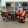 Fairmont Rustic Bronze Aluminum with Cushions 7 Piece Combo Dining Set + 82 x 41 in. Table