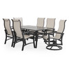 Fairmont Rustic Bronze Aluminum with Sling 7 Piece Combo Dining Set + 70 x 40 in. Table