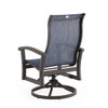 Fairmont Aged Bronze Aluminum with Collect Indigo Sling 5 Piece Swivel Chat Set + 36 in. D Carlisle Fire Pit