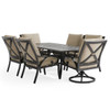 Key West Rustic Bronze Aluminum with Cushions 7 Piece Combo Dining Set + 82 x 41 in. Table