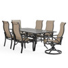 Key West Rustic Bronze Aluminum with Sling 7 Piece Combo Dining Set + 82 x 41 in. Table