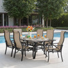 Key West Rustic Bronze Aluminum with Sling 7 Piece Dining Set + 82 x 41 in. Table
