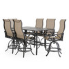 Key West Rustic Bronze Aluminum with Sling 7 Piece Swivel Gathering Set + 70 x 40 in. Table