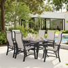 Fairmont Rustic Bronze Aluminum with Sling 7 Piece Dining Set + 70 x 40 in. Table