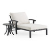 Fairmont Rustic Bronze Aluminum with Cushions 2 Piece Double Chaise Lounge Set + 24 in. D End Table