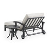 Fairmont Rustic Bronze Aluminum with Cushions 2 Piece Double Chaise Lounge Set + 24 in. D End Table
