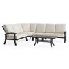 Fairmont Rustic Bronze Aluminum with Cushions 5 Piece Sectional + 48 x 26 in. Coffee Table