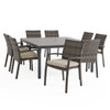 Sonoma Husk Outdoor Wicker with Cushions 9 Piece Dining Set + 59 in. Sq. Table