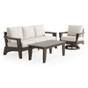 Savannah Mocha Polymer with Cushions 3 Piece Swivel Sofa Group + 48 x 32 in. Coffee Table