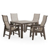 Savannah Mocha Polymer with Augustine Oyster Sling 5 Piece Dining Set + 44 in. Sq. Table