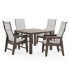 Savannah Mocha Polymer with Augustine Oyster Sling 5 Piece Dining Set + 44 in. Sq. Table