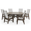 Savannah Mocha Polymer with Augustine Oyster Sling 7 Piece Dining Set + 74 in. D Table