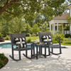 Nantucket Black Polymer 3 Piece Porch Rocker Set + 20 x 16 in. Side Table