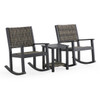 Nantucket Black Polymer 3 Piece Porch Rocker Set + 20 x 16 in. Side Table