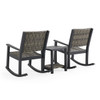 Nantucket Black Polymer 3 Piece Porch Rocker Set + 20 x 16 in. Side Table