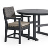 Nantucket Black Polymer and Wicker with Cushions 5 Piece Dining Set + 48 in. D Dining Table