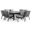 Montecito Charcoal Aluminum with Cushions 9 Piece Dining Set + 66 in. Sq. Table