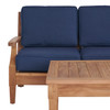 Grand Banks Teak with Cushions 4 Piece Swivel Sofa Group + 47 x 31 in. Coffee Table