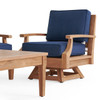 Grand Banks Teak with Cushions 3 Piece Swivel Sofa Group + 47 x 31 in. Coffee Table