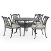 Naples Aged Bronze Cast Aluminum with Cushions 5 Piece Dining Set + 48 in. D Table
