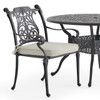 Naples Aged Bronze Cast Aluminum with Cushions 5 Piece Dining Set + 48 in. D Table