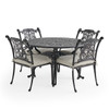 Naples Aged Bronze Cast Aluminum with Cushions 5 Piece Dining Set + 48 in. D Table