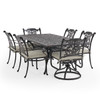 Naples Aged Bronze Cast Aluminum with Cushions 7 Piece Combo Dining Set + 84 x 42 in. Table