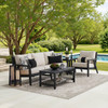 Nantucket Black Polymer and Wicker with Cushions 3 Piece Sofa Group + 42 x 24 in. Coffee Table