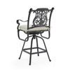 Naples Aged Bronze Cast Aluminum Swivel Bar Stool with Cushion