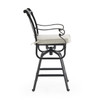 Naples Aged Bronze Cast Aluminum Swivel Bar Stool with Cushion