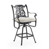 Naples Aged Bronze Cast Aluminum Swivel Bar Stool with Cushion