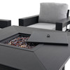 Montauk Polymer with Cushions 5 Piece Chat Set + 42 in. Sq. LP Gas Fire Pit