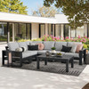 Montauk Polymer with Cushions 7 Piece Modular Sectional + 48 x 32 in. Coffee Table