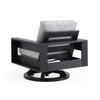 Montauk Polymer with Cushions 5 Piece Swivel Chat Set + 42 in. Sq. LP Gas Fire Pit