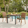 Sonoma Outdoor Wicker with Cushions 3 Piece Bistro Set + 33 in. Sq. Table